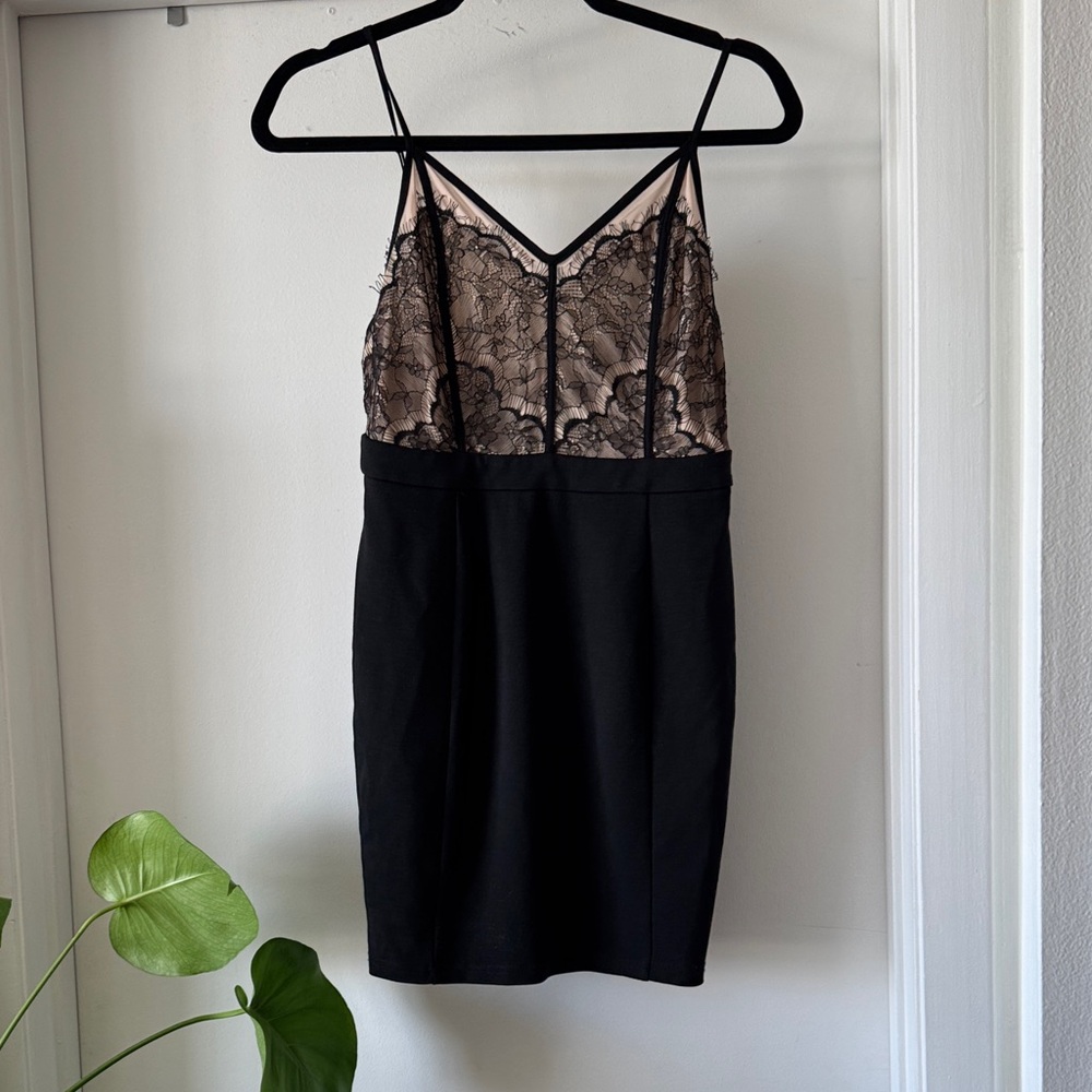 Astr Black and Lace Spaghetti Strap Dress NWT Sz M